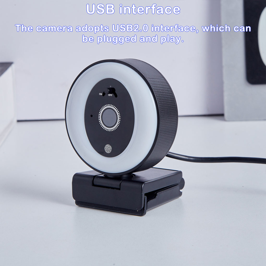 Webcam Ring Light - Cámara Web USB 2K de Alta