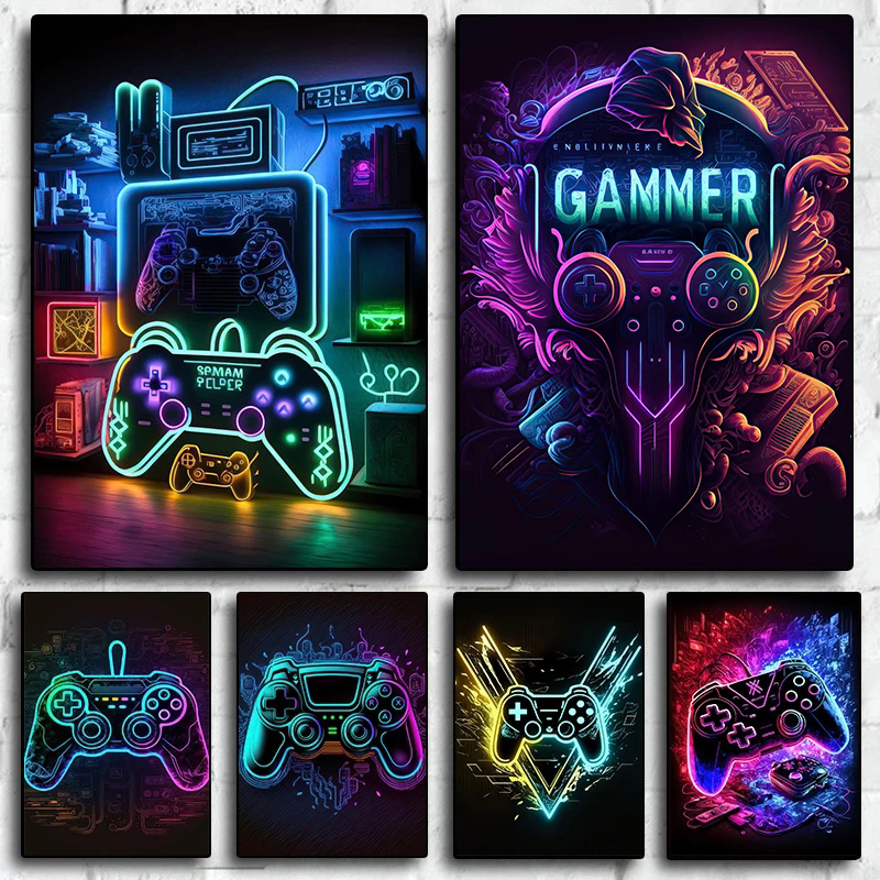 Esports Gaming Houses - Póster Moderno de Neón Pop para