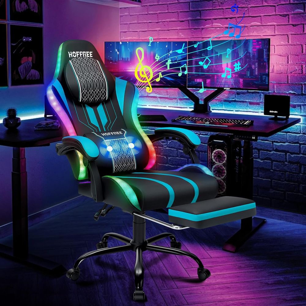 Rgb Gaming Chair - Silla Gamer con Luces LED, Altavoces,
