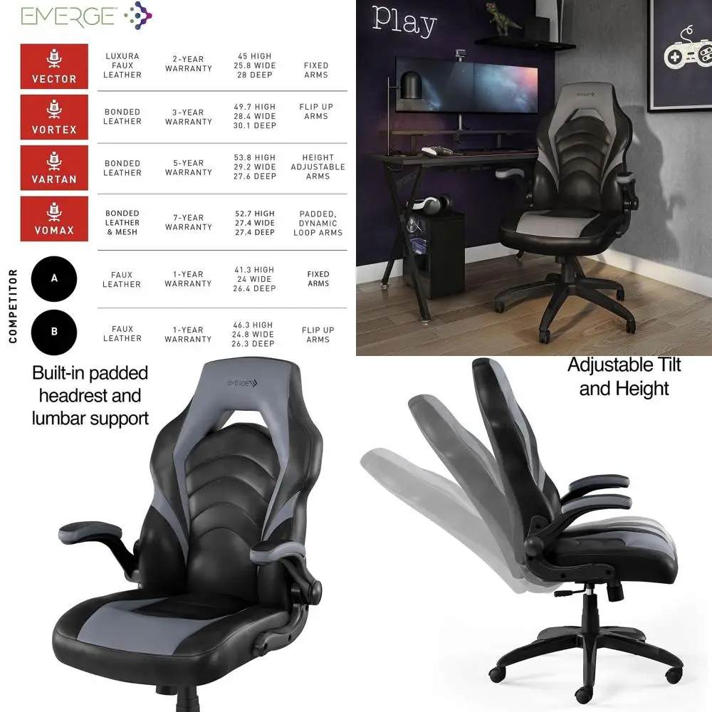 Gaming & Esports District - Silla de Juego Ergonómica Ajustable, Altura