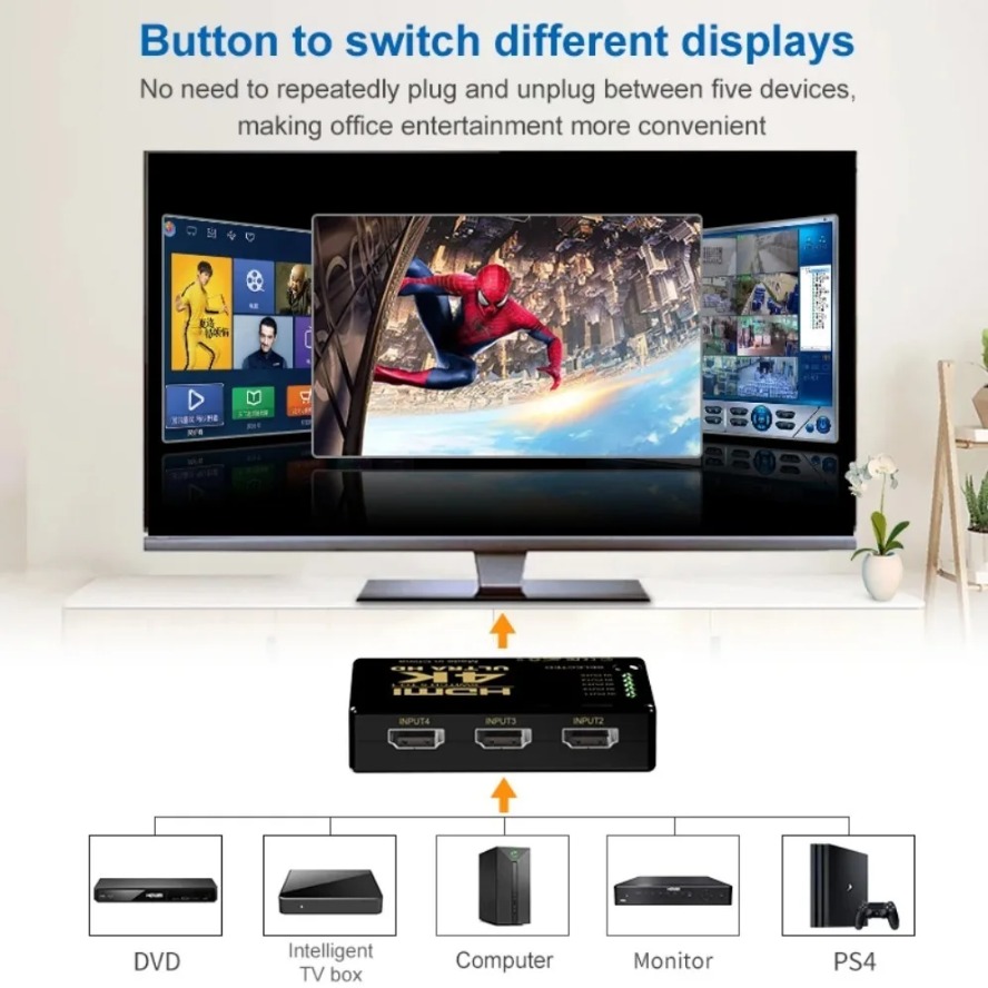 Conmutador HDMI 4K 5 en 1 sali - Esports Gaming Hub reseña y precio