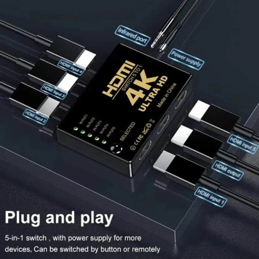 Conmutador HDMI 4K 5 en 1 sali - Esports Gaming Hub reseña y precio