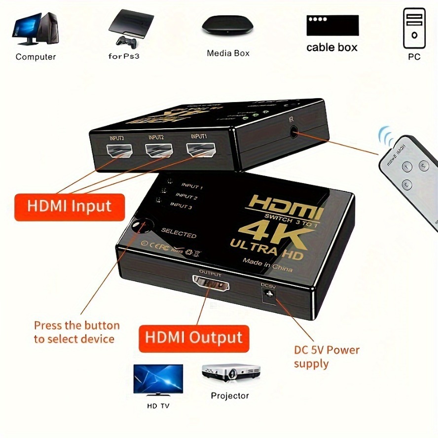Conmutador HDMI 4K 5 en 1 sali - Esports Gaming Hub reseña y precio