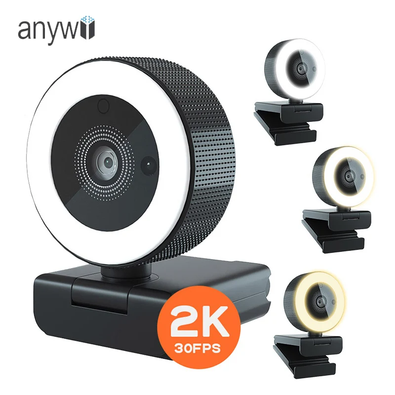 Cámara Web 2K con Enfoque Auto - Webcam Ring Light reseña y precio