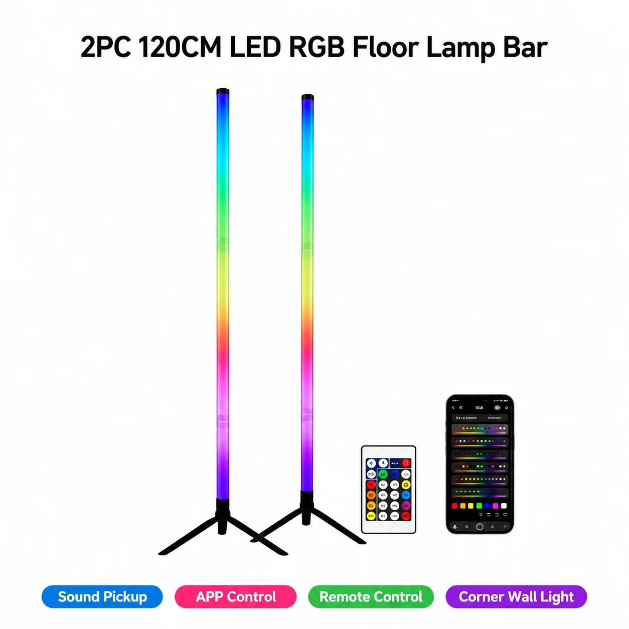 2 Lámparas de Pie RGB de 120 C - Esports Gaming reseña y precio